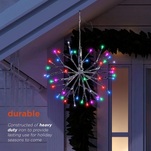 Alpine Corporation 10 in. Tall Christmas Snowflake Ornament with Multi-Color LED Lights, Multi-Colored