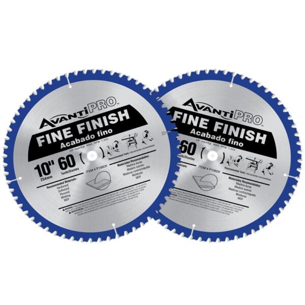 Avanti Pro 10 in. x 60-Tooth Fine Finish Saw Blade (2-Pack)