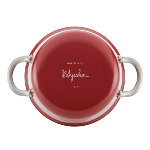 Ayesha Curry Home Collection 4.5 Qt. Porcelain Enamel Nonstick Covered Saucepot in Sienna Red