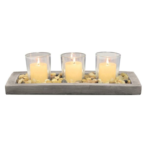 Stonebriar Collection 5 in. D Votive Candle Holder Set with Tray