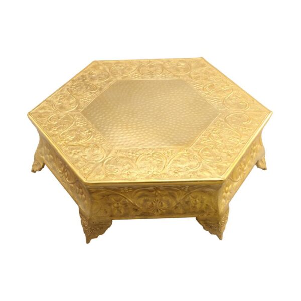 Benzara Hexagonal 16 in. Gold Metal Wedding Cake Stand