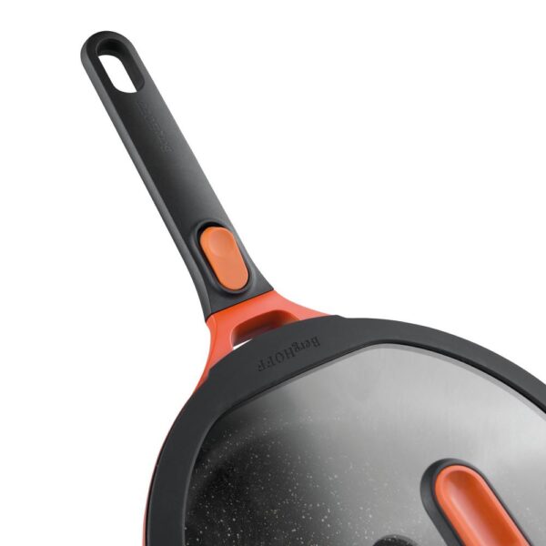 BergHOFF GEM Stay Cool 4.9 qt. Cast Aluminum Nonstick Saute Pan in Orange with Glass Lid