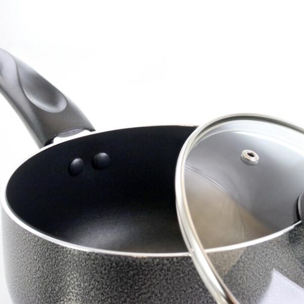 Better Chef 1.5 qt. Aluminum Nonstick Sauce Pan in Gray with Glass Lid
