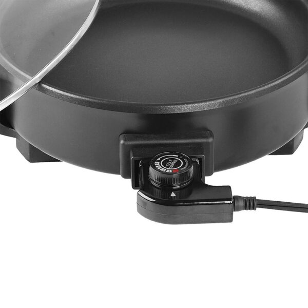 Brentwood Appliances 38 sq. in. Black Round Nonstick Electric Skillet with Vented Glass Lid