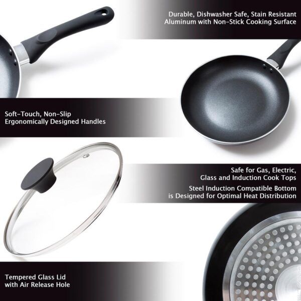 Classic Cuisine Allumi-Shield 15-Piece Aluminum Nonstick Cookware Set in Black
