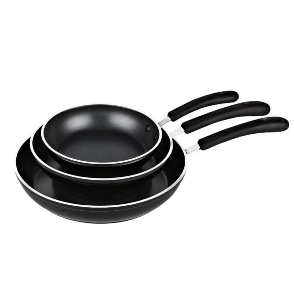 Cook N Home 3-Piece Hard-Anodized Aluminum Nonstick Frying Pan Set in Black