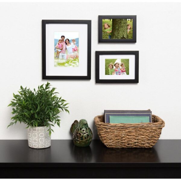 DesignOvation Gallery 8 in. x 10 in. Matted to 5 in. x 7 in. Black Picture Frame (Set of 4)
