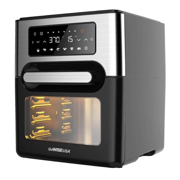 GoWISE USA 1700W 12.7 Quart Air Fryer Toaster Oven Select with Rotisserie and Dehydrator Features and Accessories, Black
