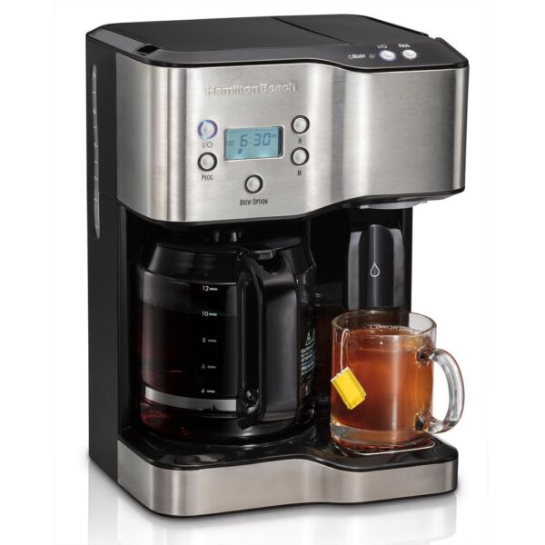 Hamilton Beach 12-Cup Programmable Black Coffee Maker with Hot Water Dispenser