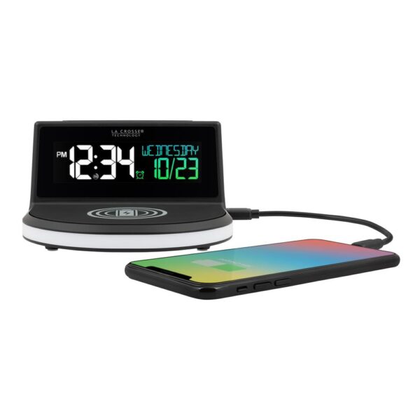 La Crosse Technology Wireless Charging Alarm Clock with Glowing light base
