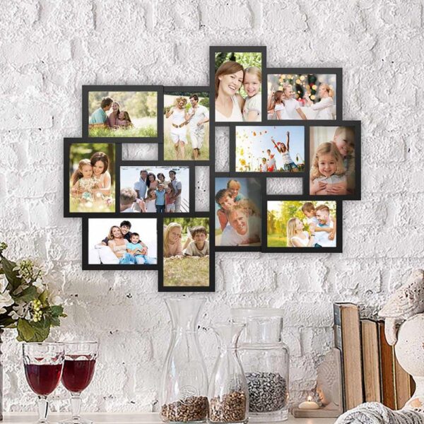 Lavish Home 12-Opening 4 in. x 6 in. Black Picture Frame Collage