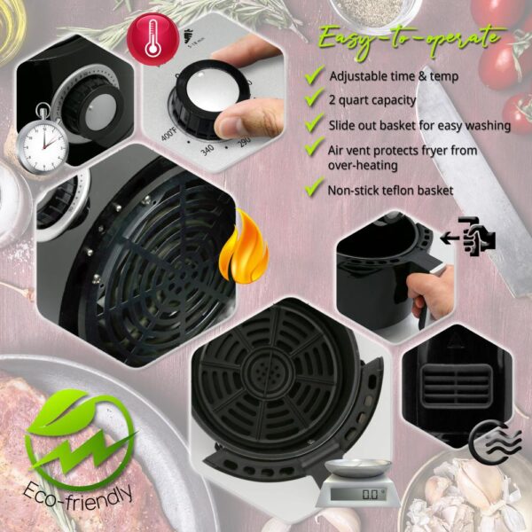 NutriChef Black Countertop Air Fryer Oven Cooker Healthy Kitchen Convection Air Fry Cooking