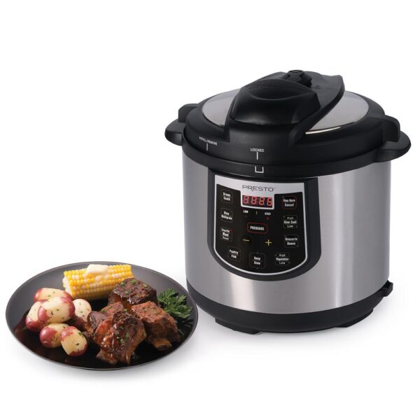 Presto 6 Qt. Black Stainless Steel Electric Pressure Cooker with Built-In Timer