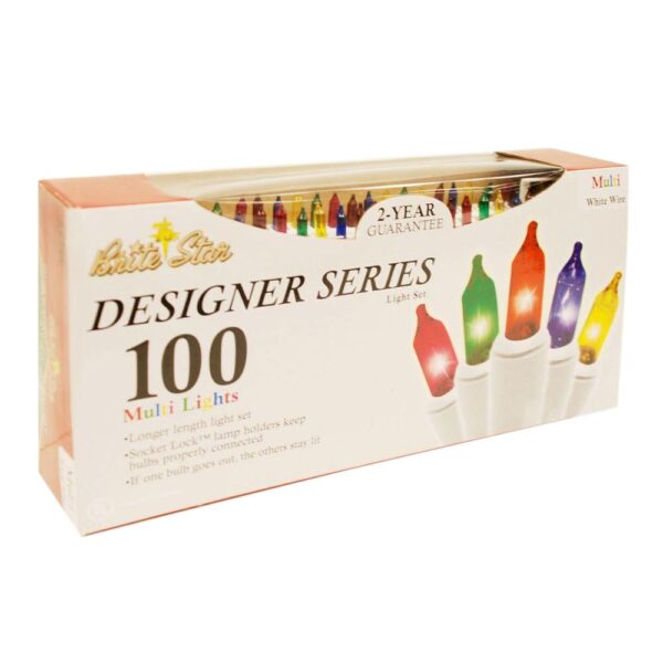 Brite Star 100-Light Designer Series Multi-Colored Mini Light Set with White Wire (Set of 2)