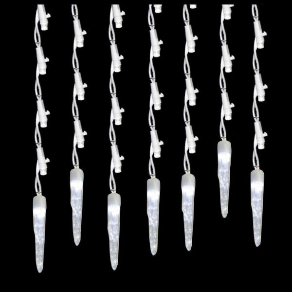 Brite Star 60-Light Pure White LED Icicle Ice Light Set with Ice (Set of 2)