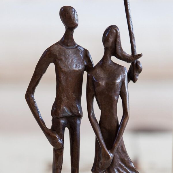 DANYA B Loving Couple Under Umbrella Bronze Sculpture