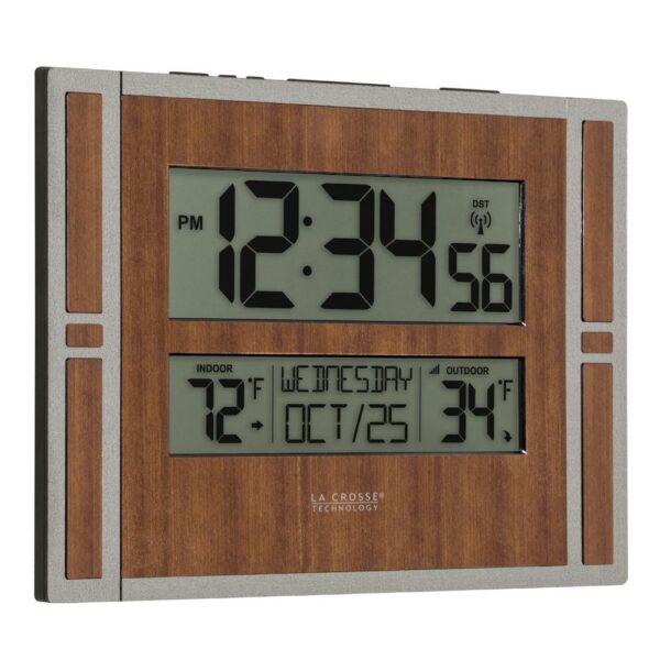 La Crosse Technology Atomic Digital Wall Clock with Indoor & Outdoor Temperature