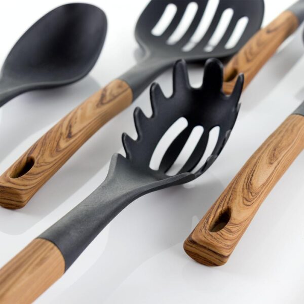 MegaChef Black Nylon Cooking Utensils with Wood Design (Set of 7)