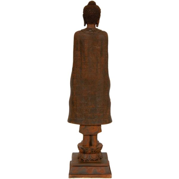 Oriental Furniture Oriental Furniture 21 in. Standing Semui-in Rust Patina Buddha Decorative Statue