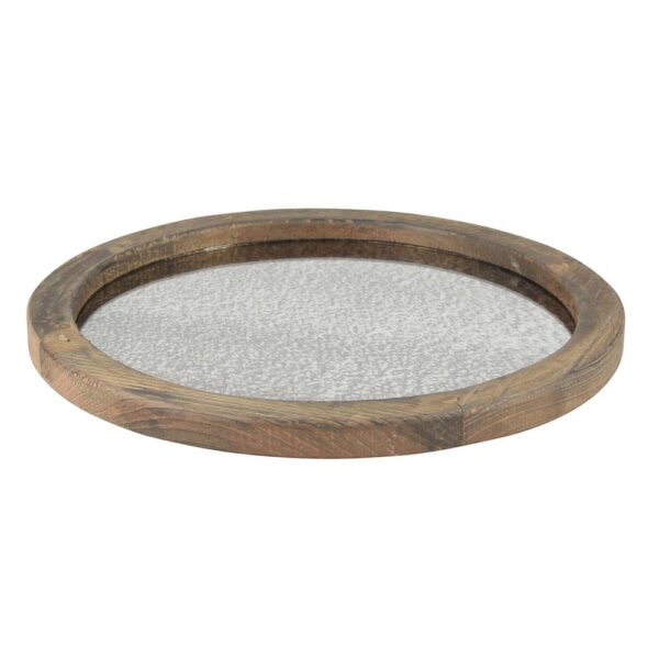 Stonebriar Collection Brown Rustic Wood and Antique Mirror Serving Tray