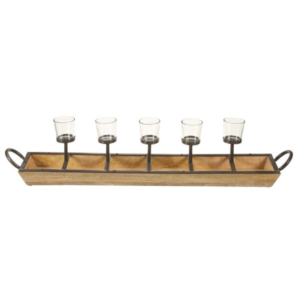 IMAX Shay 7 in. Natural Wood Candle Holder