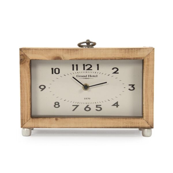 Zentique Wooden Box with Metal Ring Table Clock