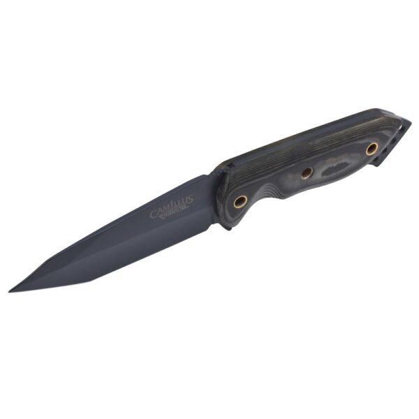 Camillus 3.75 in. Carbonitride Titanium Tanto Straight Edge Fixed Blade Knife with Sheath Included, Micarta Handle