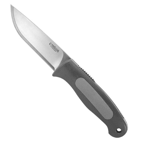 Camillus TigerSharp 3.75 in. Titanium Bonded Drop Point Straight Edge Fixed Blade Knife with 2 Smooth Replacement Blades