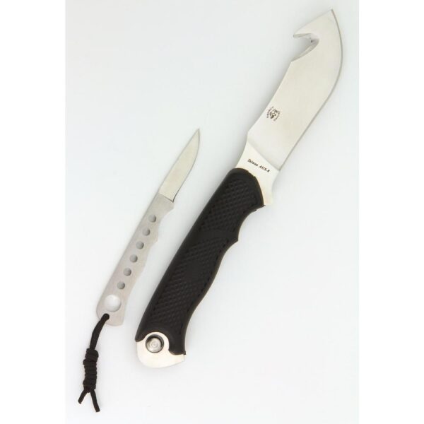 Camillus Parasite 4.25 in. Stainless Steel Gut Hook Straight Edge Fixed Blade Knife with Sheath and Integrated Trimming Blade