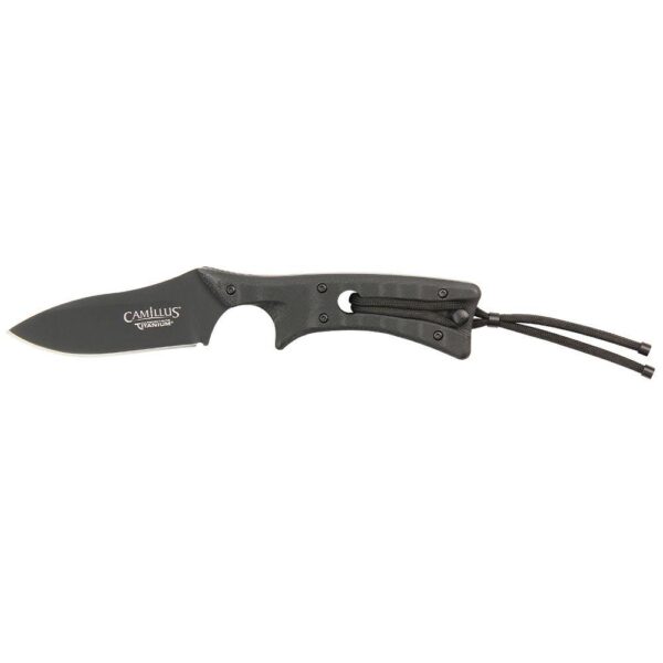 Camillus Tyrant 3 in. Carbonitride Titanium Drop Point Straight Edge Fixed Blade Knife with Built-in Sharpener, Sheath Included