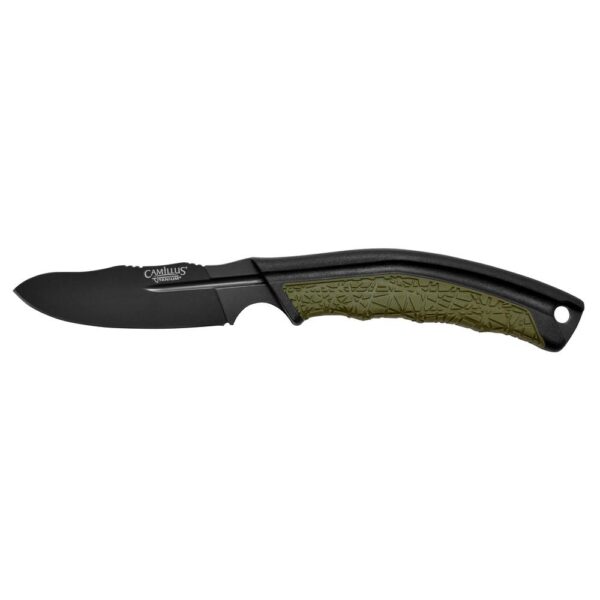 Camillus BT-5 3.5 in. Carbonitride Titanium Drop Point Straight Edge Full Tang Fixed Blade Knife with Sheath, Ergonomic Handle