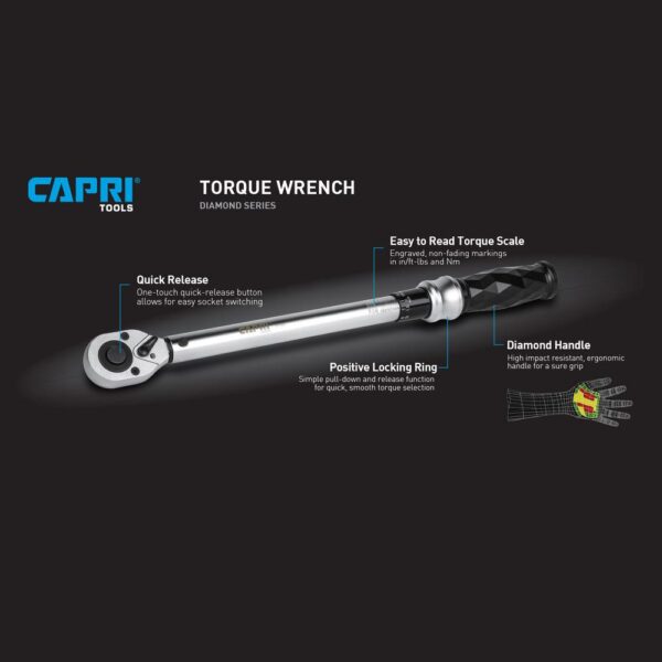 Capri Tools 3/8 in. Drive 10 ft. lbs. to 80 ft. lbs. Diamond Ergonomic Grip Torque Wrench