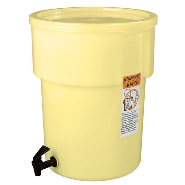 Carlisle 5 gal. Polyethylene Round Beverage Dispenser with Lid and Faucet in Yellow