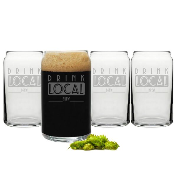 Cathy's Concepts "Drink Local" 16 oz. Craft Beer Can Glasses