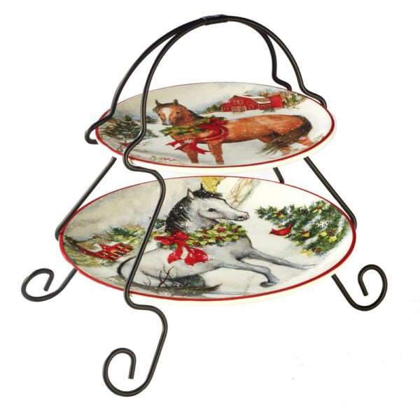 Certified International Christmas on the Farm by Susan Winget 2-Tier Server