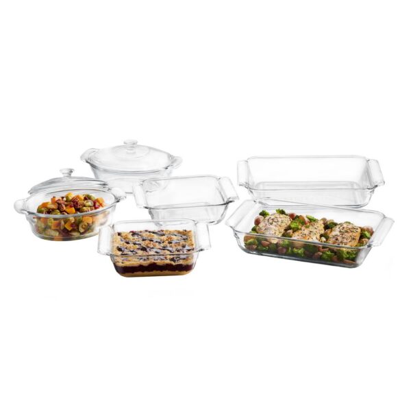 Libbey Baker's Premium 6-Piece Clear Glass Serving Dish Set with 2 Covers