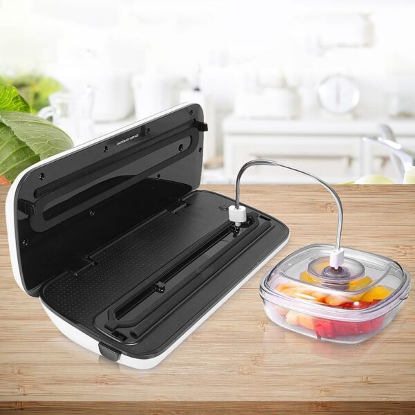 NutriChef White Kitchen Air Vacuum Sealer Container - Air Sealing Food Canister Accessory (1+ Liter)