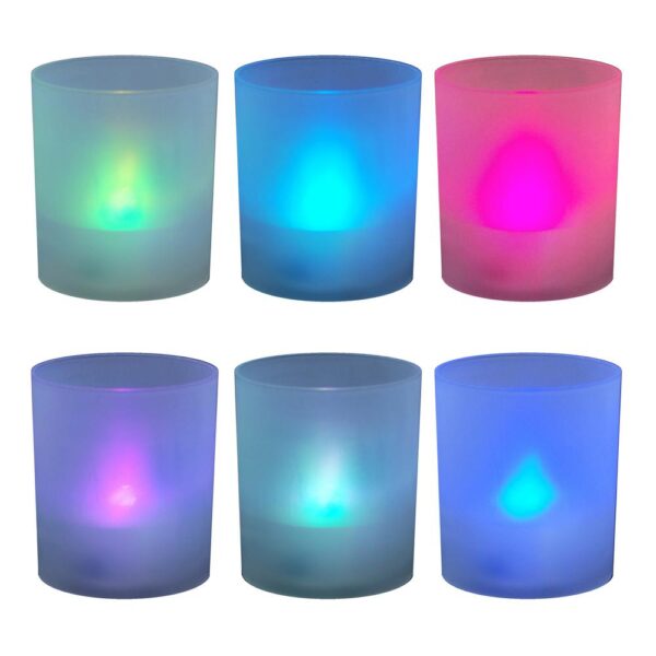 LUMABASE Flameless Votive Candles 2.25 in. Color Changing Plastic Frosted Holders (6-Count)