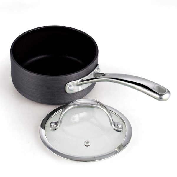 Cooks Standard 1 qt. Hard-Anodized Aluminum Nonstick Sauce Pan in Black with Glass Lid