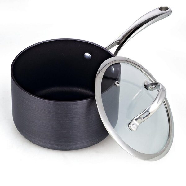 Cooks Standard 3 qt. Hard-Anodized Aluminum Nonstick Sauce Pan in Black with Glass Lid