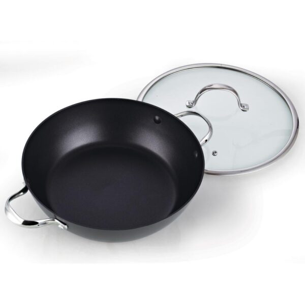 Cooks Standard 5 qt. Hard-Anodized Aluminum Nonstick Saute Pan in Black with Glass Lid