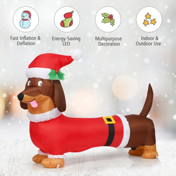 Costway 5  ft. Pre-Lit LED Lights Christmas Dog Christmas Inflatable with Waterproof Fan