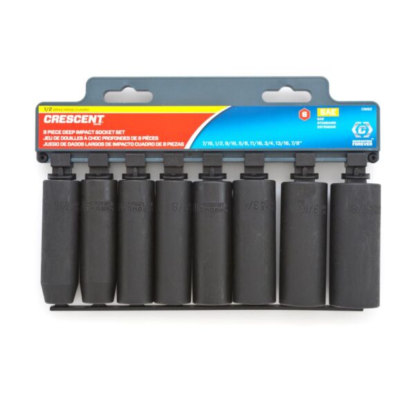 Crescent 1/2 in. Drive 6 Point Deep Impact SAE Socket Set (8-Piece)