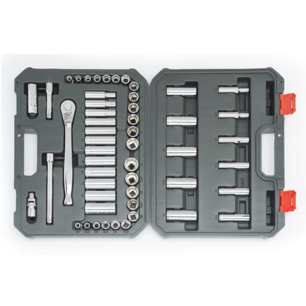 Crescent 3/8 in. Drive 6 and 12 Point Standard and Deep SAE/Metric Mechanics Tool Set (52-Pieces)
