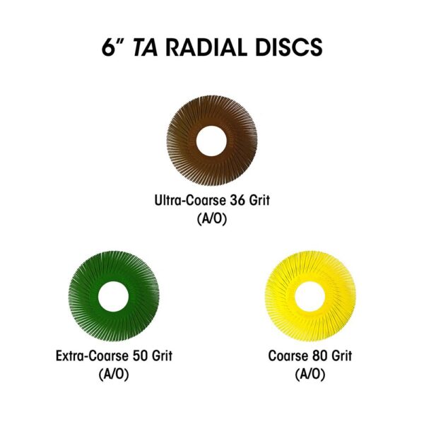 Dedeco Sunburst - 6 in. TC Radial Discs - 1/2 in. Arbor - Thermoplastic Cleaning and Polishing Tool, Medium 120-Grit (1-Pack)