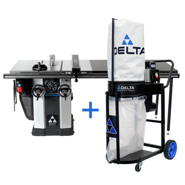 Delta 3 HP Left Tilt Unisaw Table Saw with 52 in. Biesemeyer Fence System and FREE 1.0 HP Dust Collection System