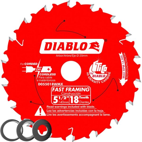 DIABLO 5-1/2 in. x 18-Tooth Fast Framing Saw Blade with Bushings