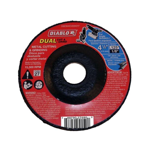 DIABLO 4-1/2 in. x 1/8 in. x 7/8 in. Dual Metal Cutting and Grinding Disc with Type 27 Depressed Center