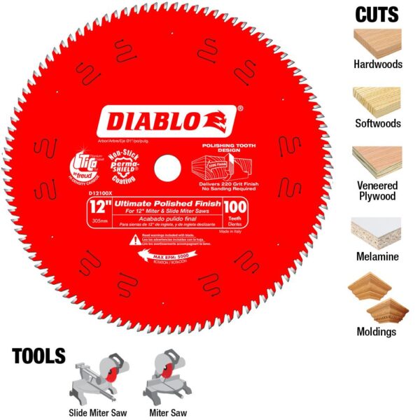 DIABLO 12 in. x 100-Tooth Ultimate Polished Finish Saw Blade (15-Pack)