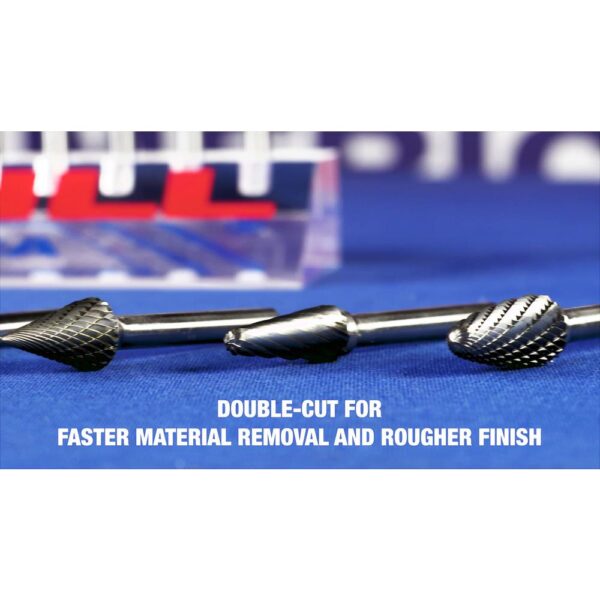 Drill America 3/16 in. x 5/8 in. Cylindrical Radius End Solid Carbide Burr Rotary File Bit with 1/4 in. Shank